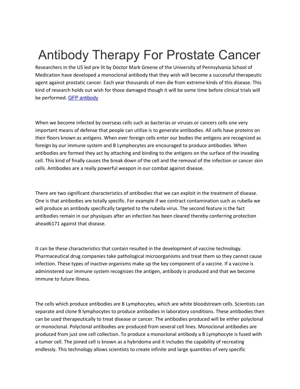 antibody therapy for prostate cancer