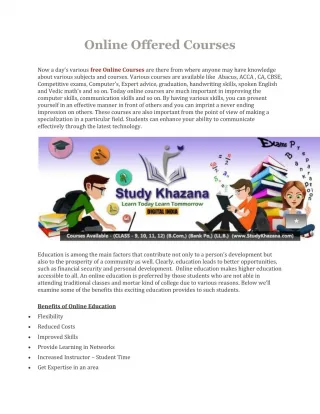 Online Offered Courses - slide 1