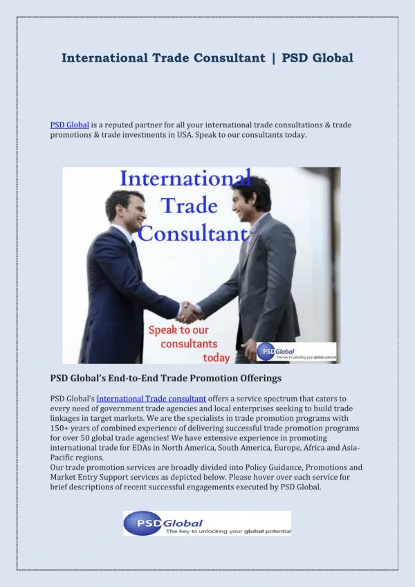 International Trade Consultants USA | PSD Global