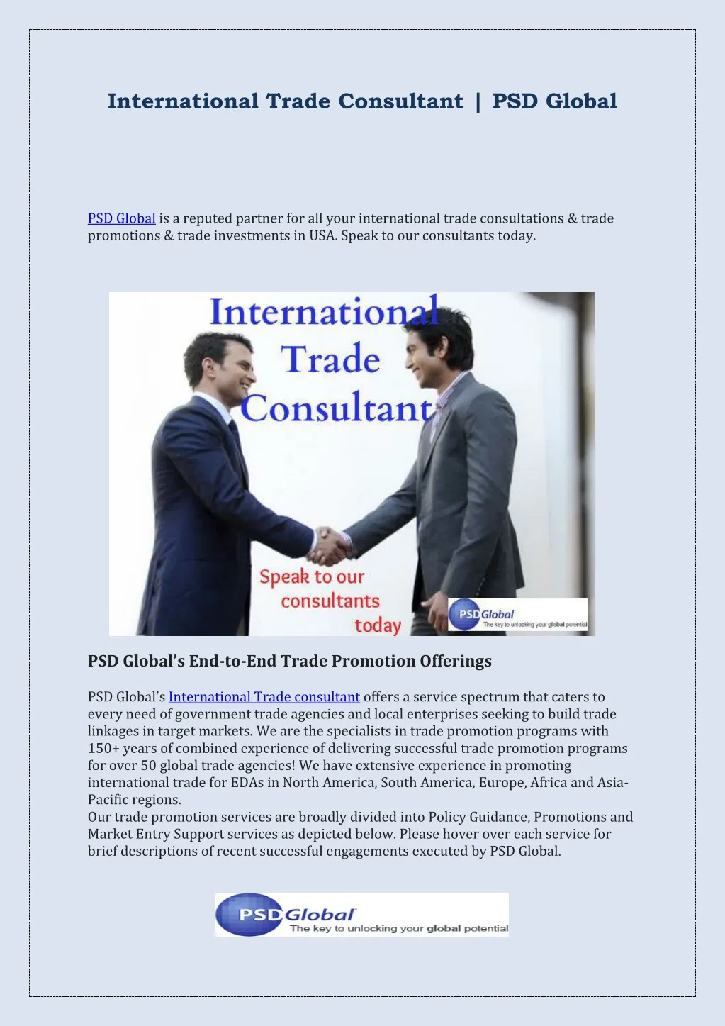 international trade consultant psd global