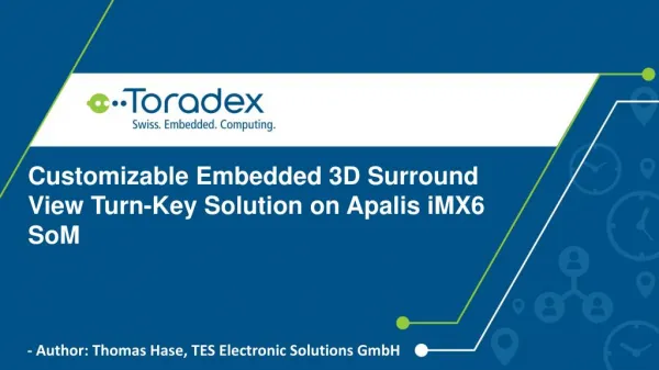 Customizable Embedded 3D Surround View Turn-Key Solution on Apalis iMX6 SoM