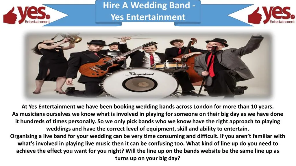 hire a wedding band yes entertainment