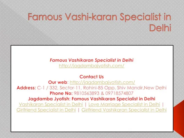 Famous Vashikaran Specialist in Delhi