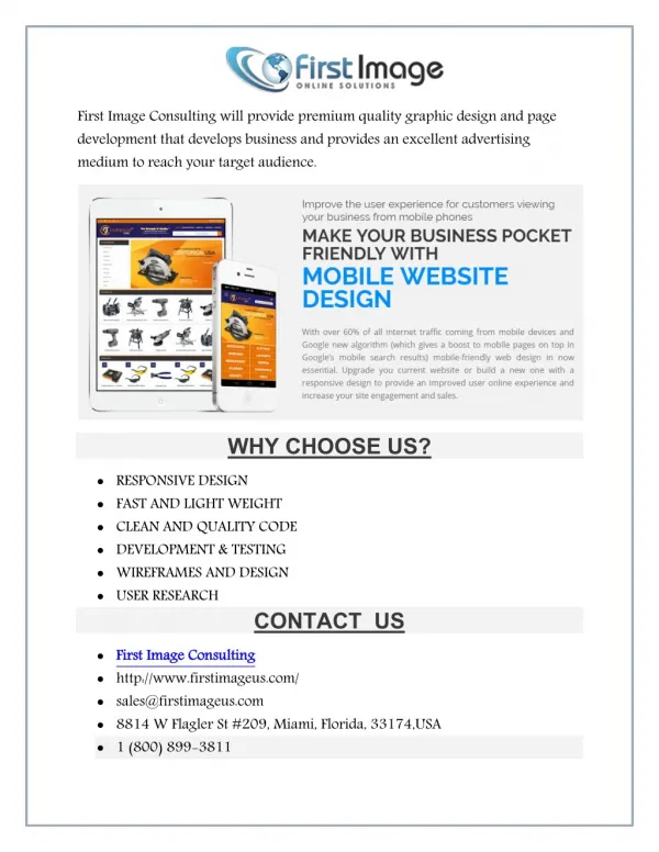 Miami Website Design Services by Firstimageus.com