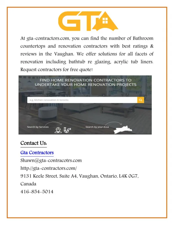 Find List of Bathroom Countertops & Renovation in Vaughan