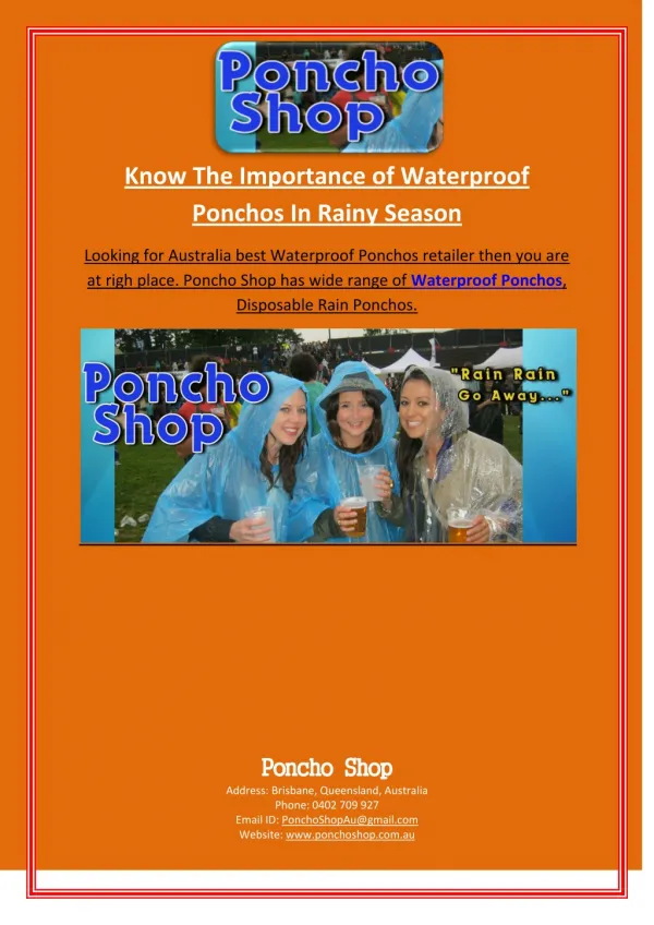 Know The Importance of Waterproof Ponchos In Rainy Season