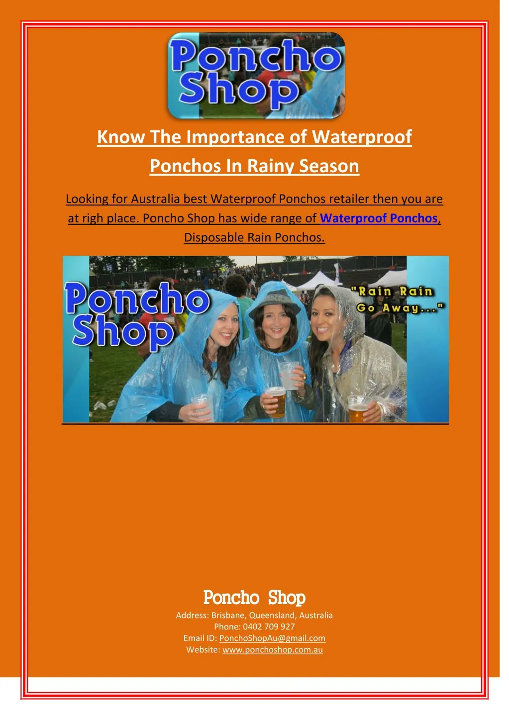 know the importance of waterproof ponchos