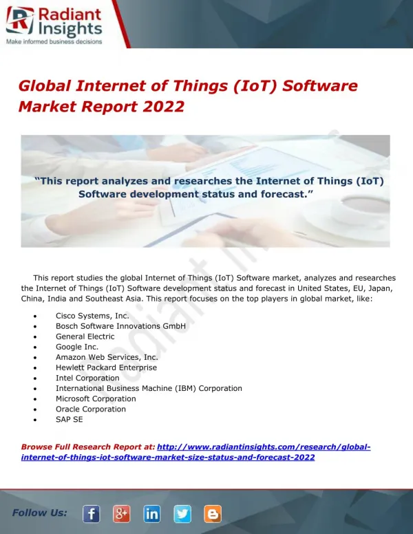 Global Internet of Things (IoT) Software Market Report 2022