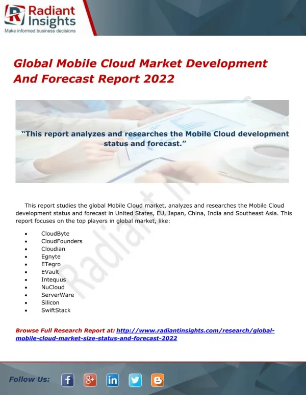 Global Mobile Cloud Market Development And Forecast Report 2022