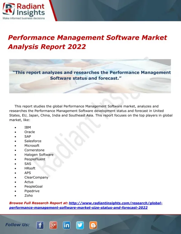 Performance Management Software Market Analysis Report 2022