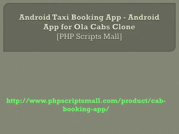 Android Taxi Booking App - Android App for Ola Cabs Clone