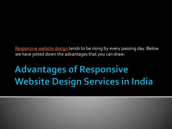 Advantages of Responsive Website Design Services in India