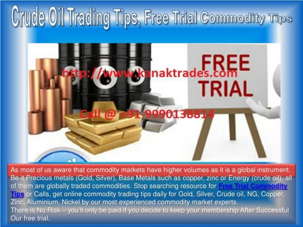 Crude Oil Trading Tips, Free Trial Commodity Tips