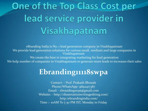 One of the Top Class Cost per lead service provider in Visakhapatnam