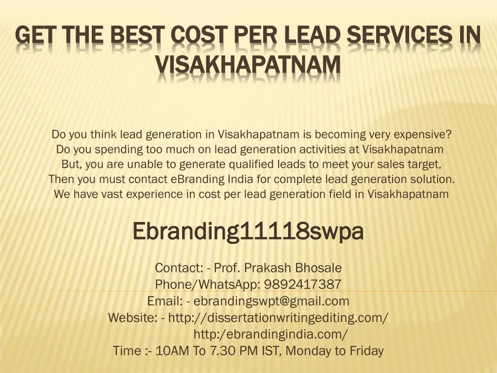 get the best cost per lead services in visakhapatnam