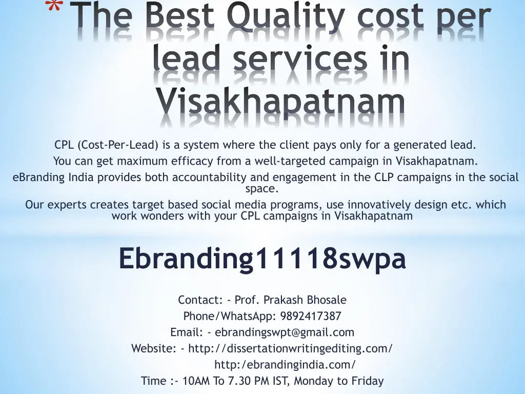 the best quality cost per lead services in visakhapatnam