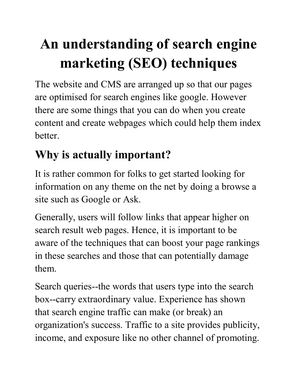 an understanding of search engine marketing