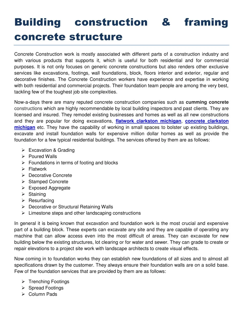 building concrete structure