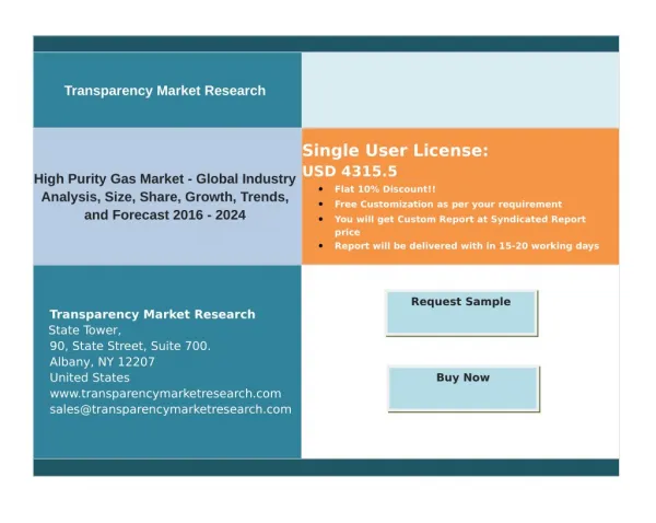 High Purity Gas Market - Global Scenario, Raw Material and Consumption Trends, Analysis, Size, Share and Forecasts to 20