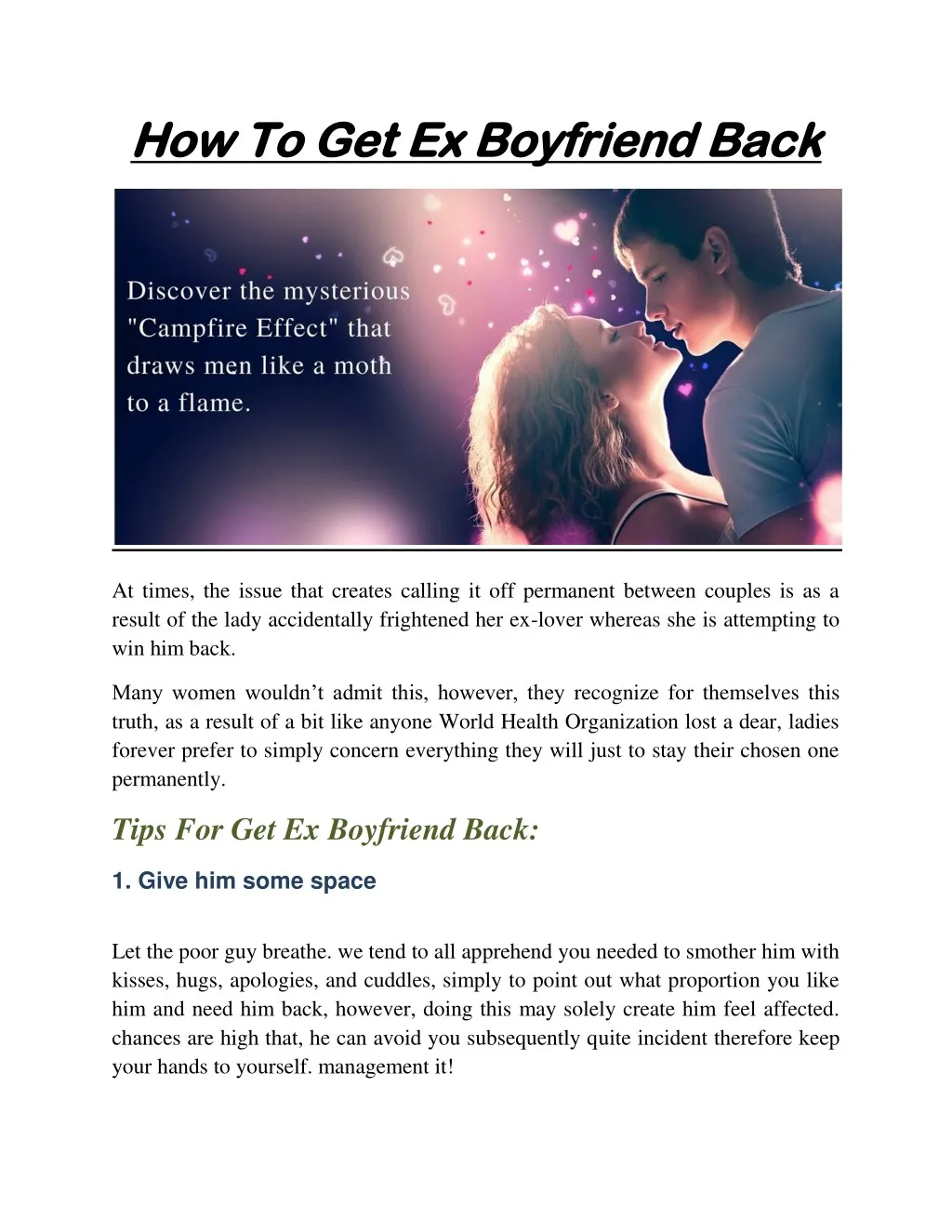 how to get ex boyfriend back