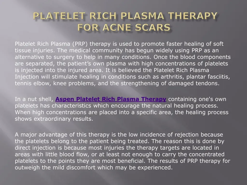 platelet rich plasma therapy for acne scars