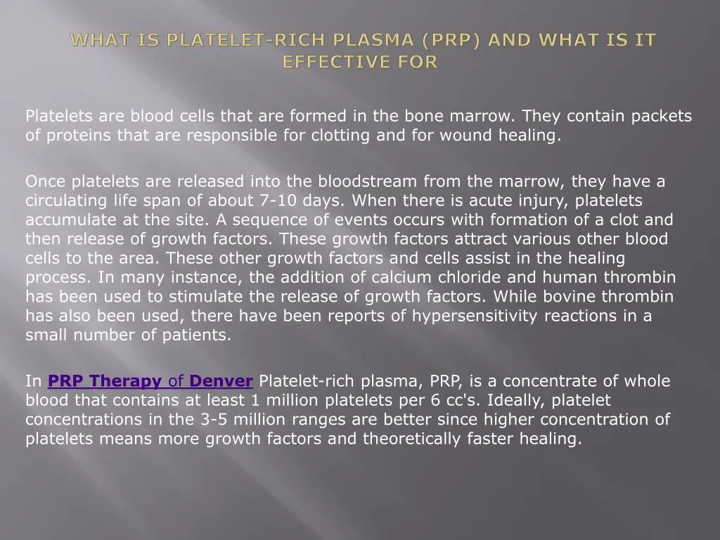 what is platelet rich plasma prp and what is it effective for