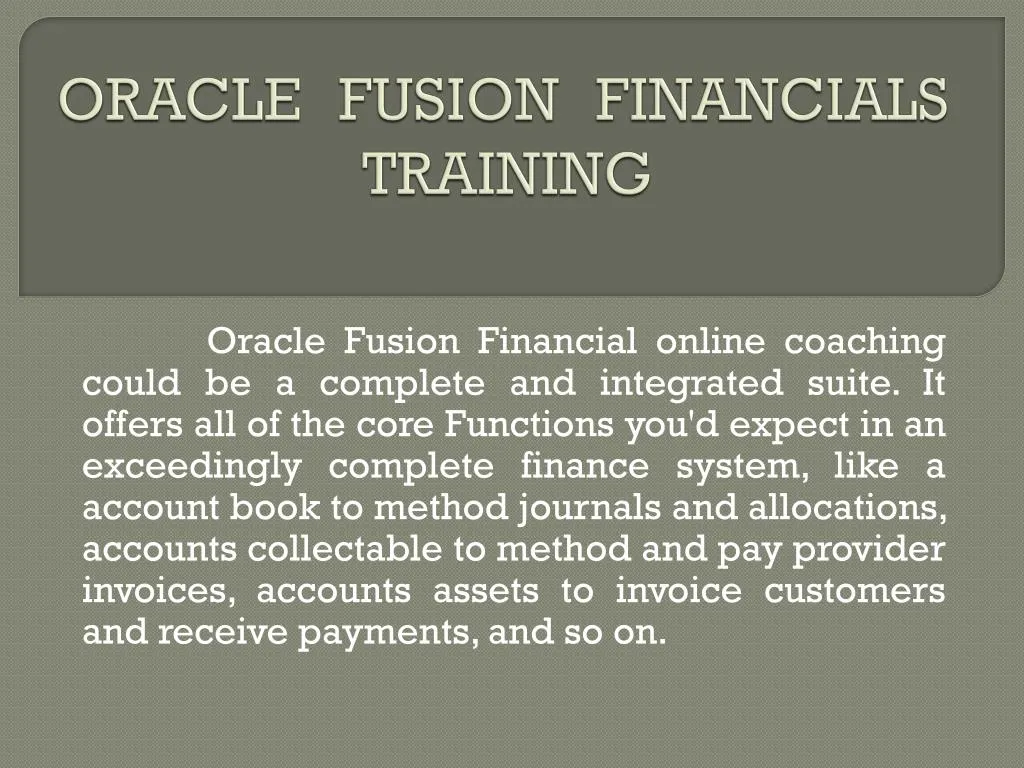oracle fusion financials training