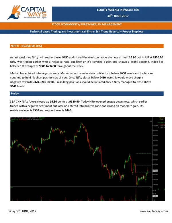 Capital ways Weekly report equity 30 th june 17