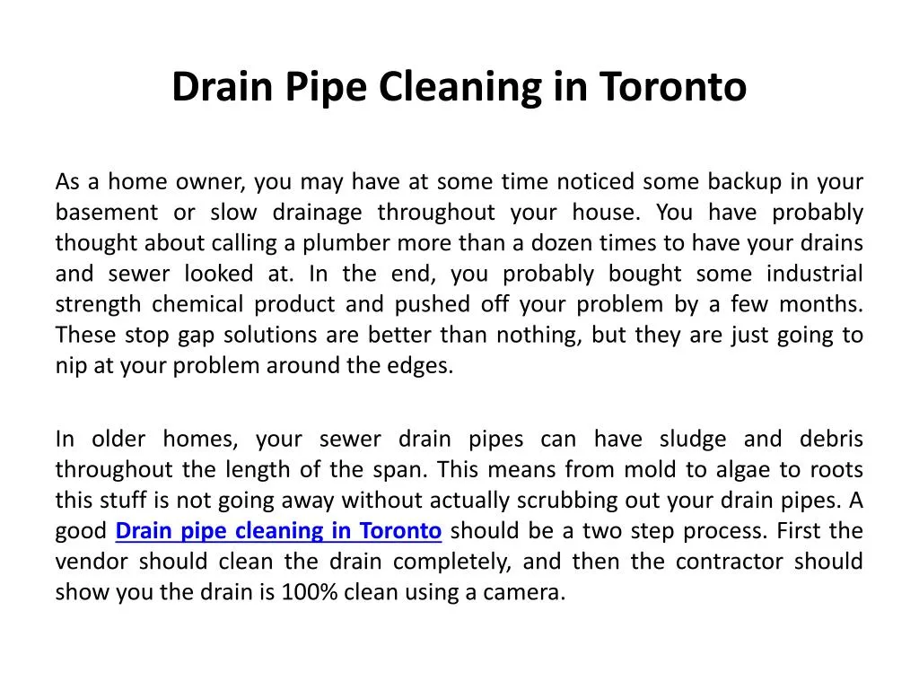 drain pipe cleaning in toronto
