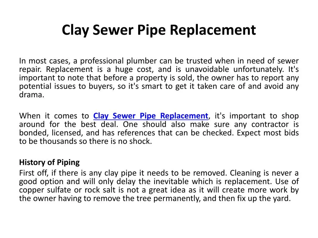 clay sewer pipe replacement