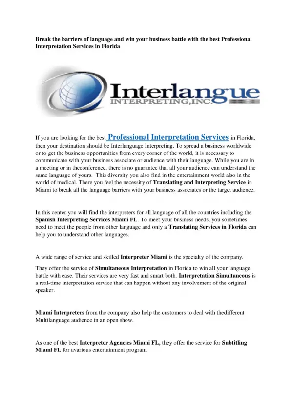 Conference Interpreting in Miami, FL