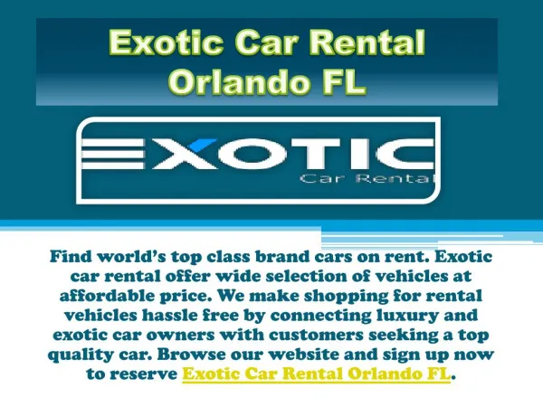 Exotic Car Rental Orlando FL