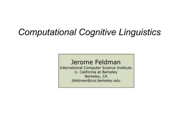 Computational Cognitive Linguistics