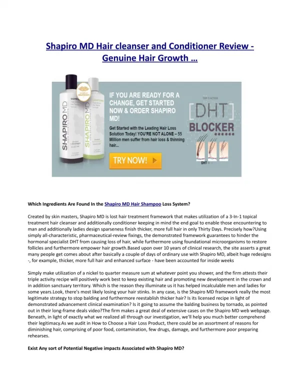 Exactly how Does Shapiro MD Help Hair Growth?