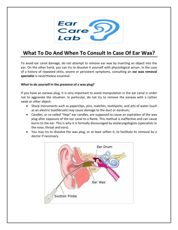 What To Do And When To Consult In Case Of Ear Wax?