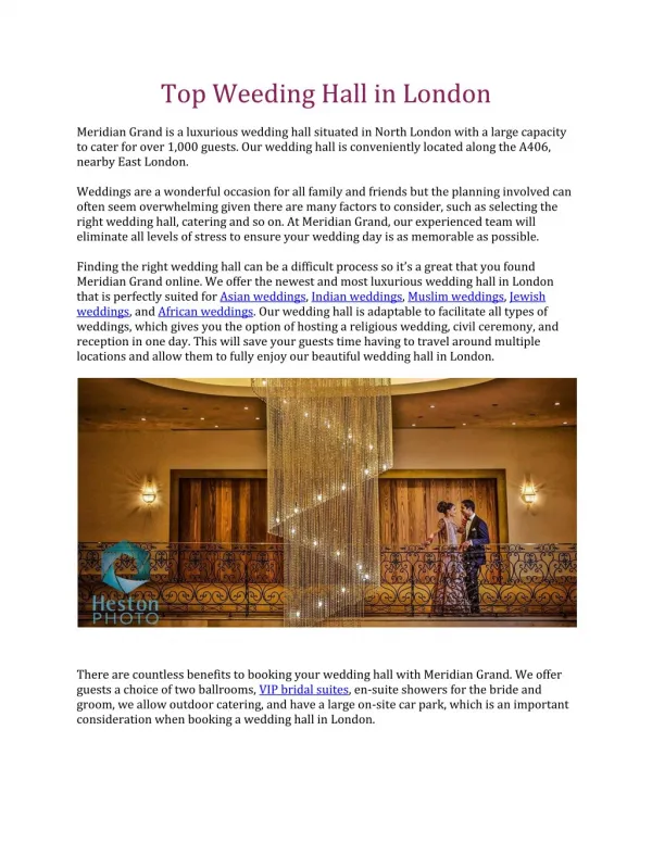 Top Weeding Hall in London