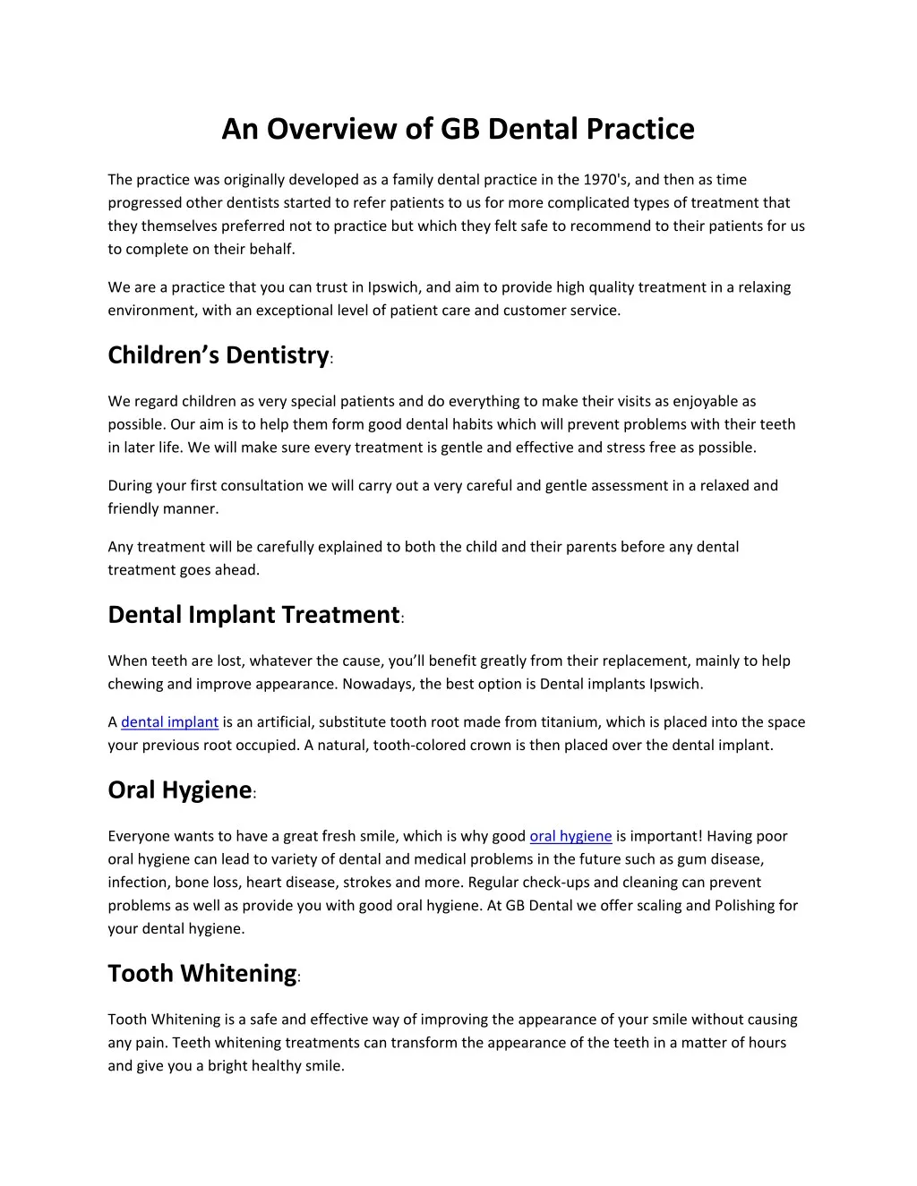 an overview of gb dental practice