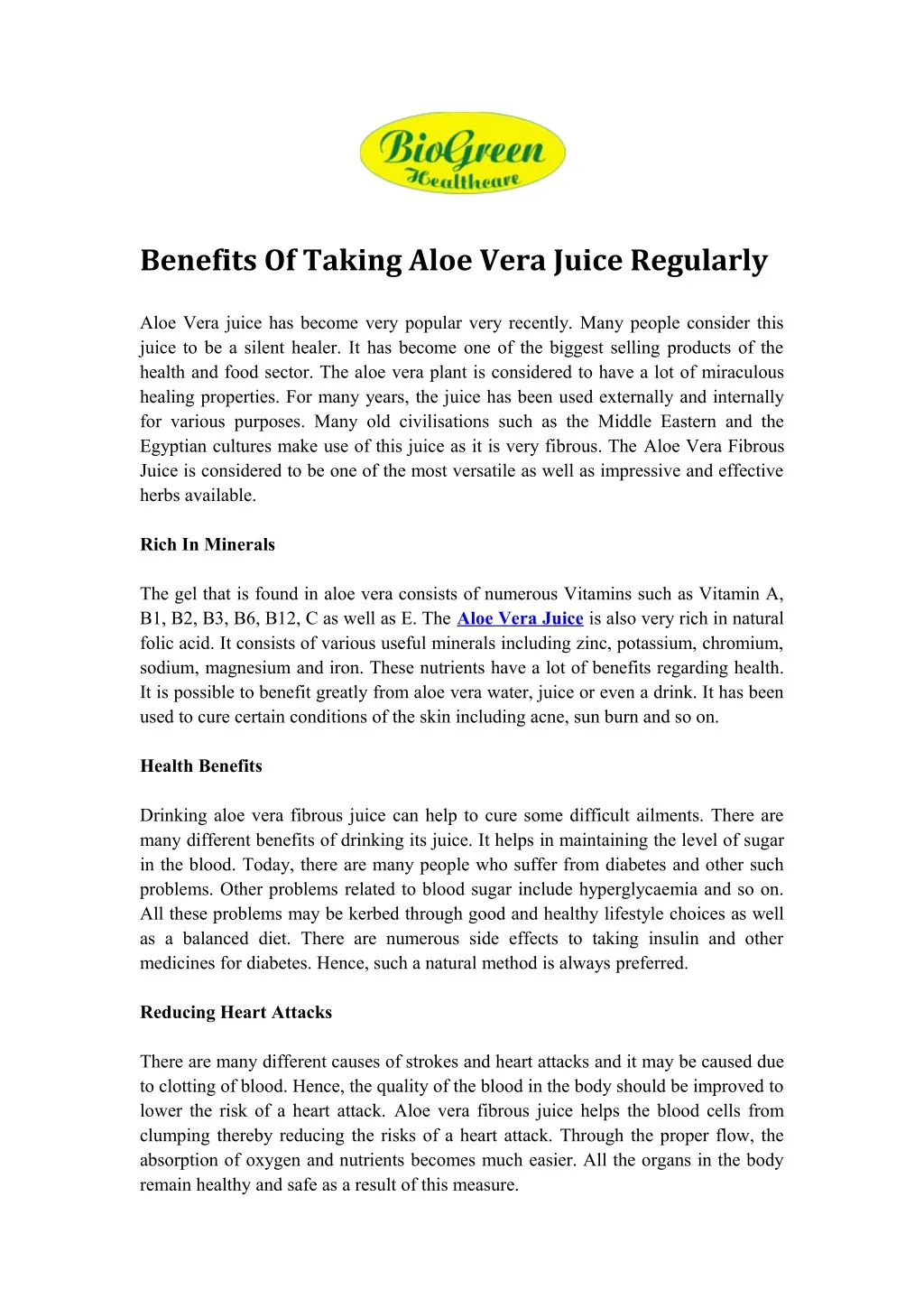 benefits of taking aloe vera juice regularly
