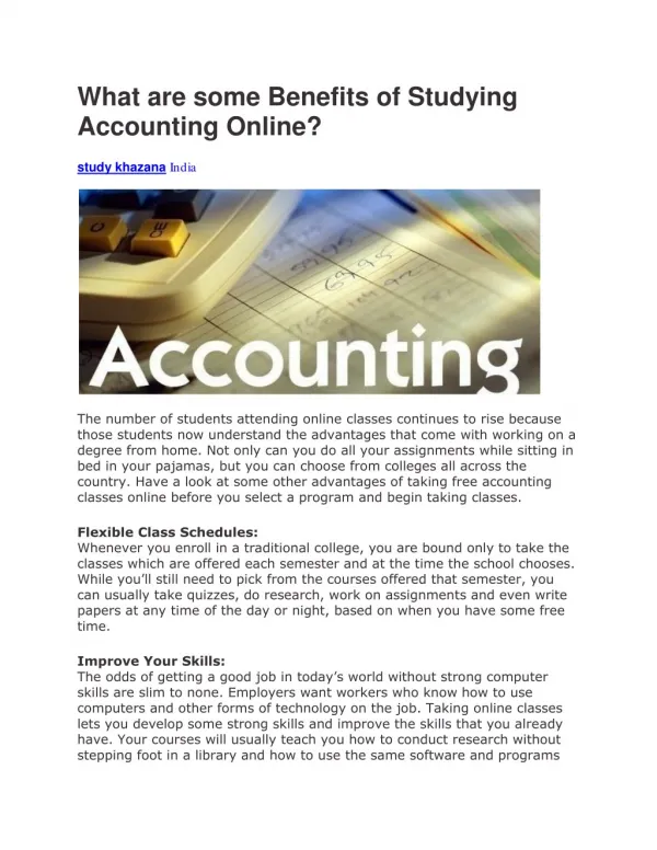 What are some Benefits of Studying Accounting Online?