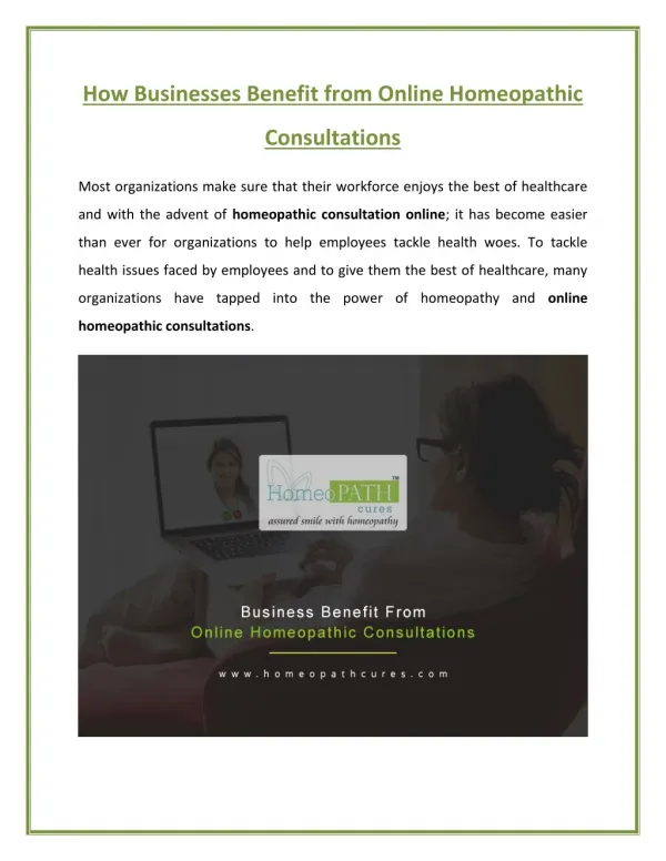 Business Benefits from Online Homeopathic Consultation