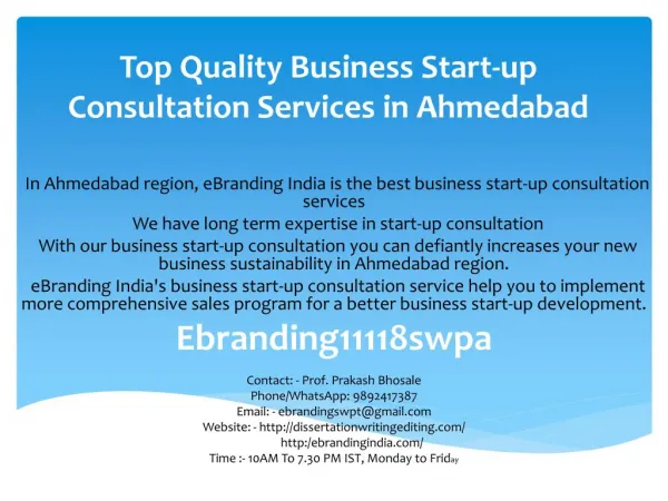 Top Quality Business Start-up Consultation Services in Ahmedabad