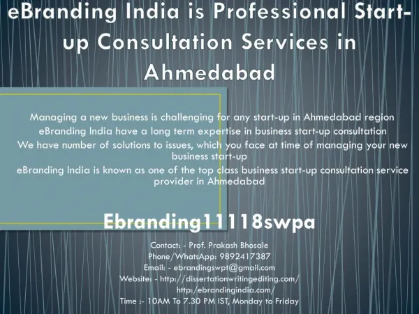 eBranding India is Professional Start-up Consultation Services in Ahmedabad