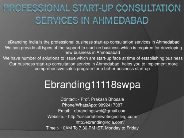Professional Start-up Consultation Services in Ahmedabad