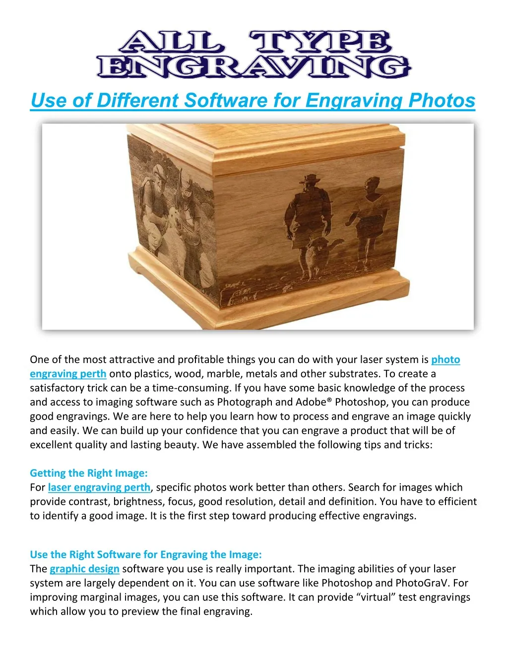 use of different software for engraving photos