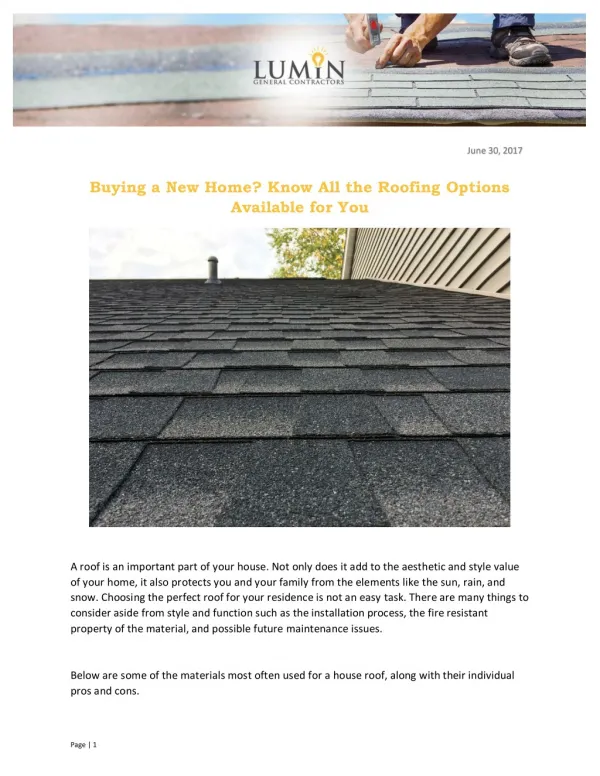 Buying a New Home? Know All the Roofing Options Available for You