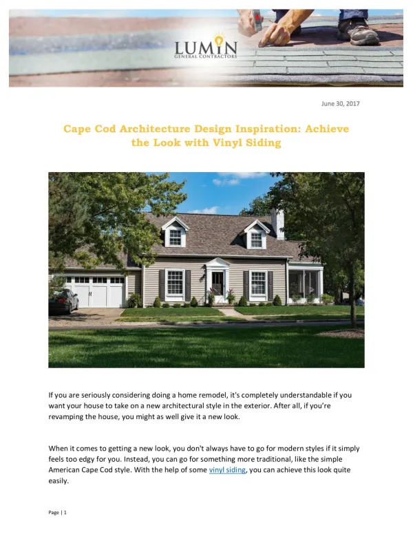 Cape Cod Architecture Design Inspiration: Achieve the Look with Vinyl Siding
