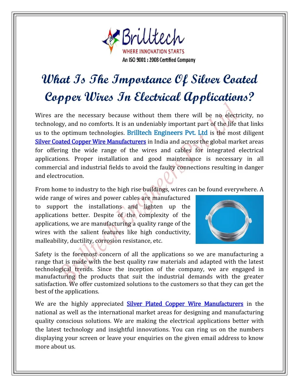 what is the importance of silver coated copper
