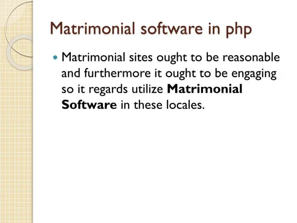 Matrimonial software in php