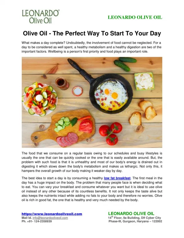 Olive Oil-The Perfect Way To Start To Your Day