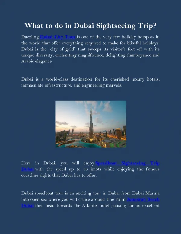 What to do in Dubai Sightseeing trip?